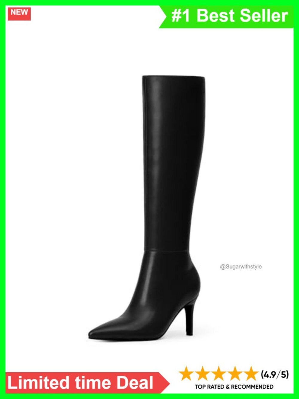 Knee High Stiletto Heel Pointed Toe Tall Boots Side Zip Women's